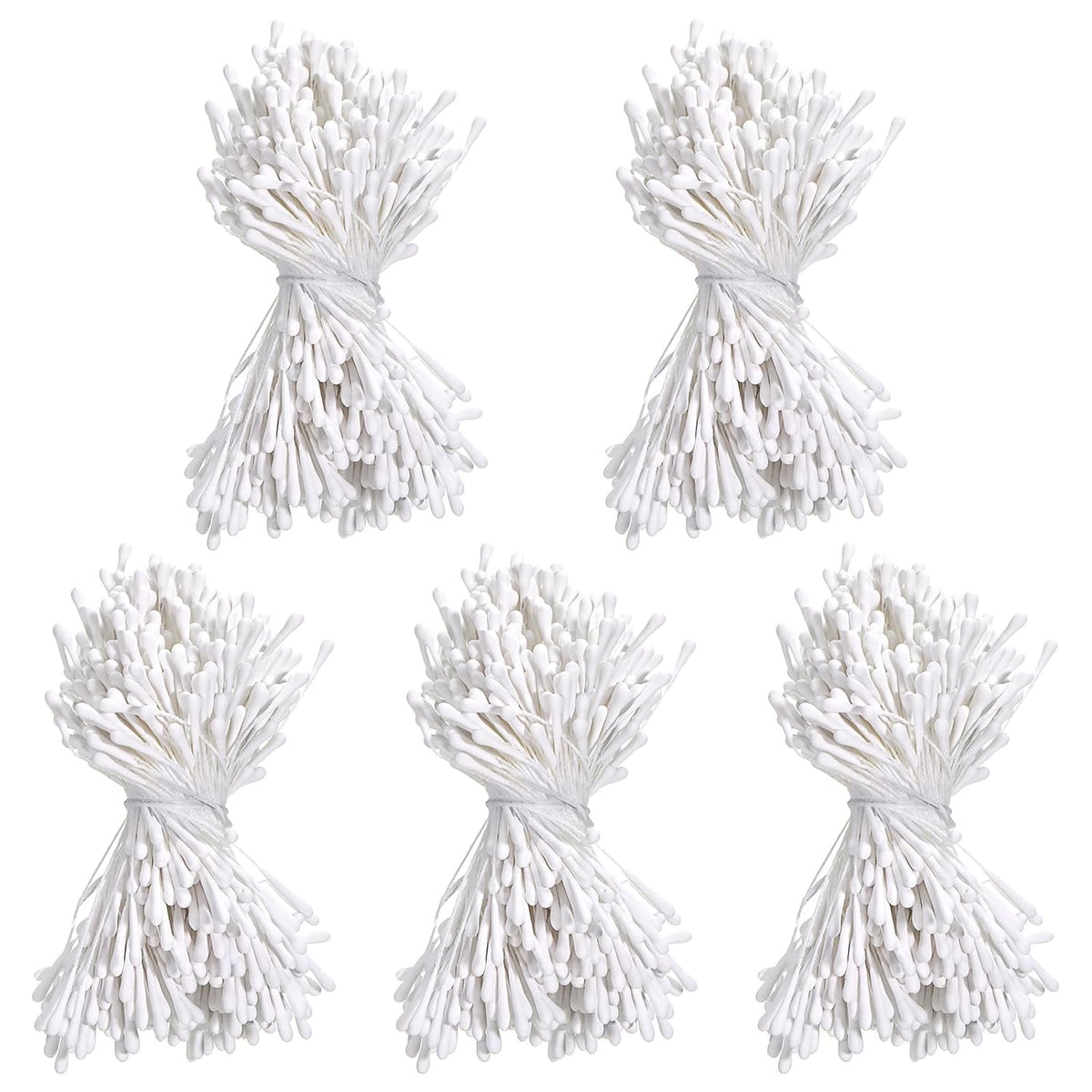 2000Pcs Artificial Floral Pollens Stamen Mini Double Heads Flower Stamen Handmade Diy Artificial Cards Pistilos Para Flores Artificiales For Wedding Christmas Flower Making Scrapbook Home Decor, White