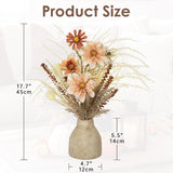 Faux Fall Pampas Grass With Vase, Fall Flowers Artificial For Decoration Arrangement Bouquet Plant In Ceramic Vase Fluffy Boho Home Decor Fake Pompass Pompous Grass Floral Autumn Decorations