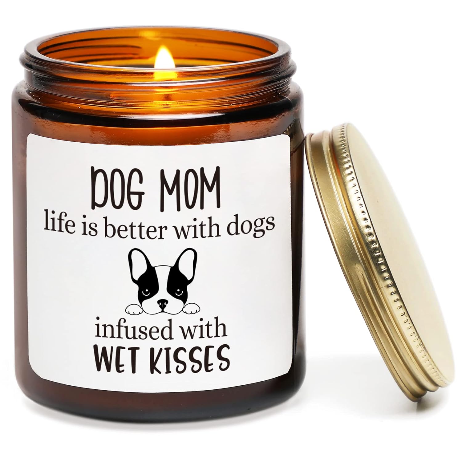 Dog Mom Gifts For Women, Dog Mom Candle, Thanksgiving Funny Dogs Themed Gift For Christmas Mothers Day, Birthday Gifts For Dogs Lovers, Moms, Dad, Sandalwood & Rose Scented Candle, 7Oz