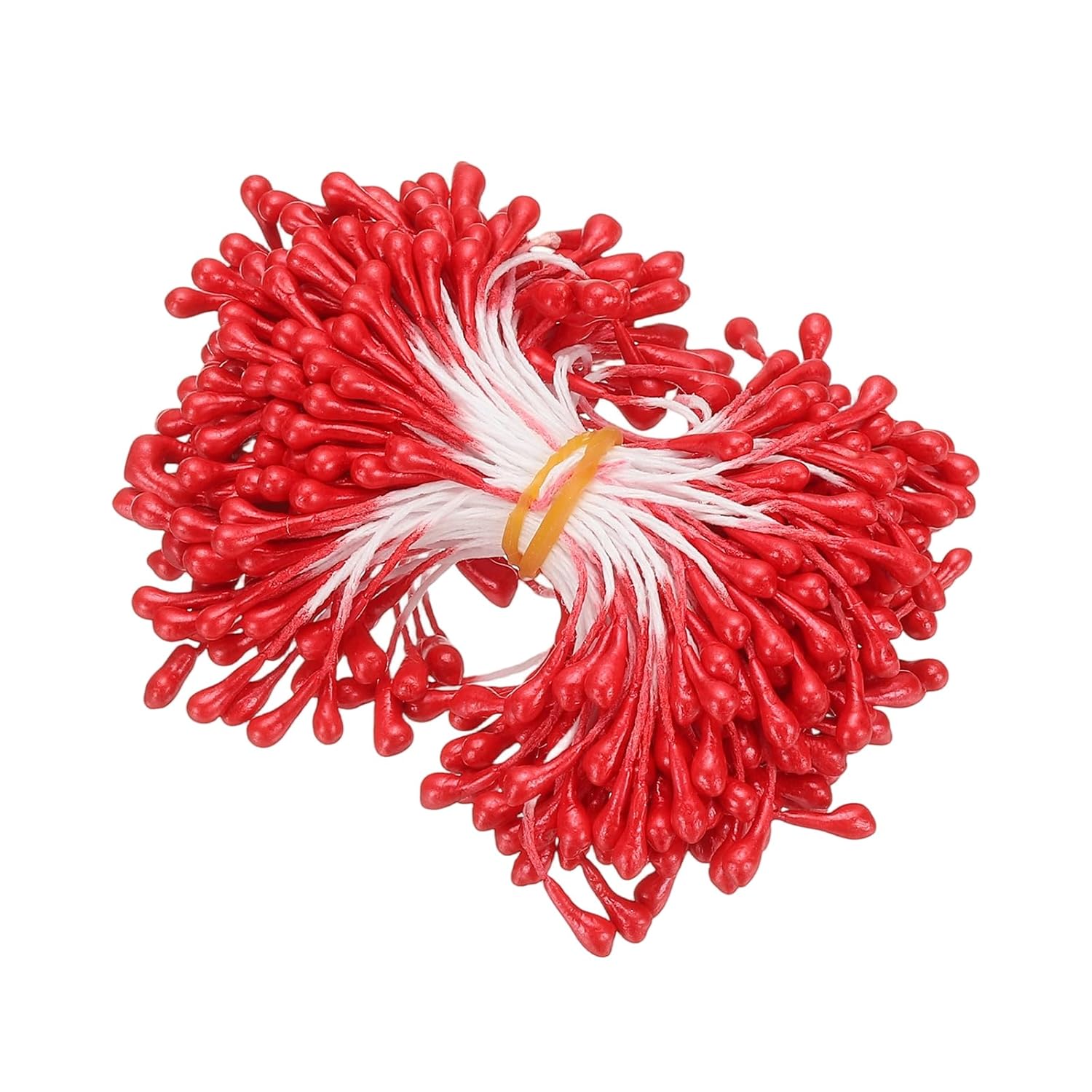 3Mm Flower Stamens, 300 Pcs Double Heads Flower Wire Stems Artificial Pistil Cake Matt Pearl Floral Stamen For Flowers Making Crafts Diy Christmas Wedding Decoration, Red