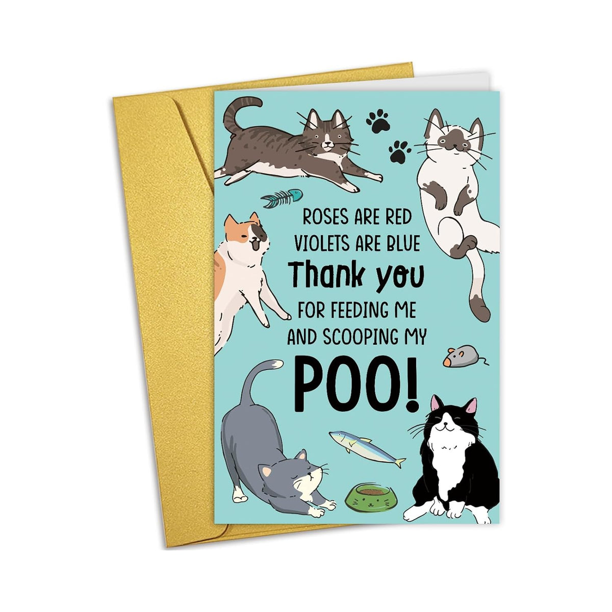 Cat Mom Birthday Card, Funny Mother'S Day Card For Cat Mom, Cute Mother'S Day Cards From Cats, Thank You For Feeding Me And Scooping My Poo