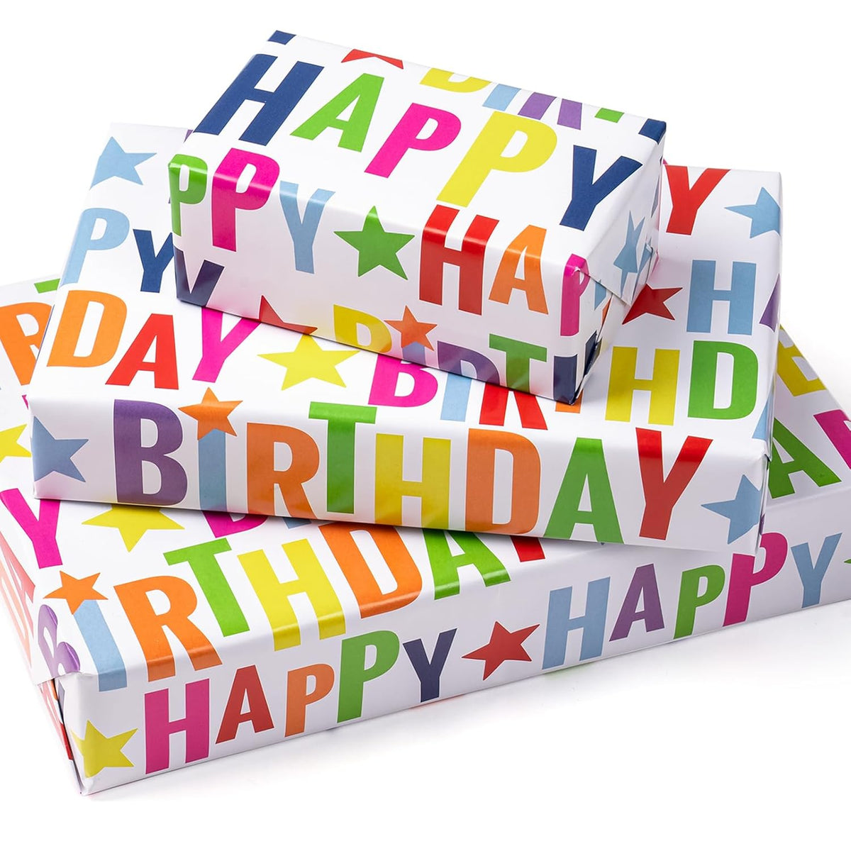 Birthday Wrapping Paper Sheet - 6 Sheets Colorful Happy Birthday Design Folded Flat For Birthday, Baby Shower, Party, Holiday - 19.7 Inch X 27.5 Inch Per Sheet