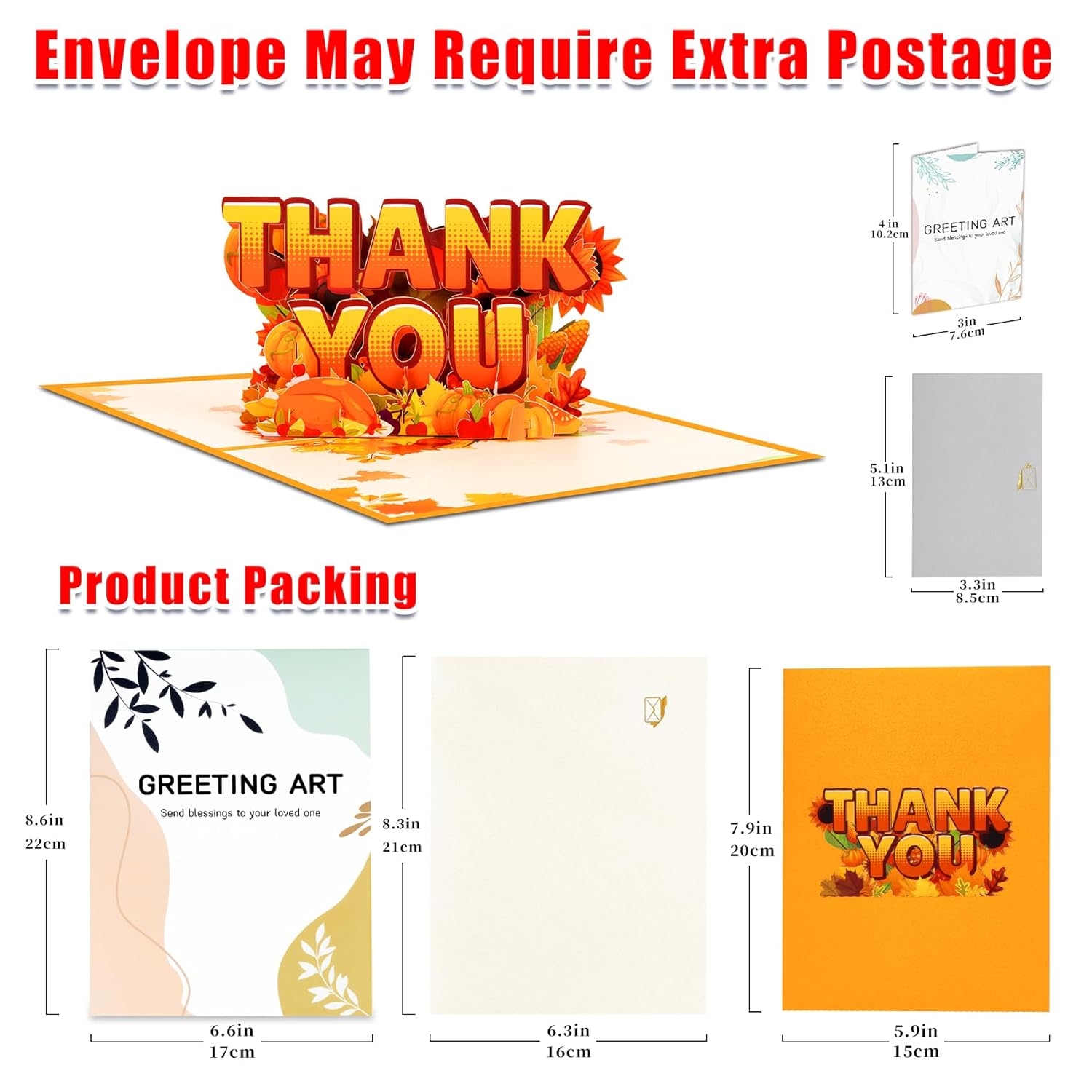 Thank You Pop Up Card, Pumpkins Maple Leafs Card, 3D Popup Greeting Cards For Thanksgiving, Gratitude, Birthday, Mother'S Day,Valentine'S Day