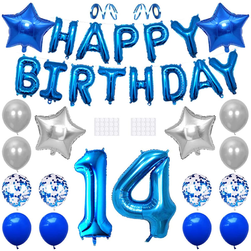 14Th Birthday Decoration Happy Birthday Banner Balloon 14 Year Old Bir