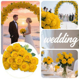 Yellow Roses Artificial Flowers 15 Pcs, Fake Roses Silk Flowers With Long Stems, Faux Rose For Wedding Centerpieces, Home Decor, Indoor Floral Arrangements, Party Decor, Diy Bouquet (Yellow)