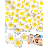 3 Sizes Artificial Plumeria Flower With 100Pcs Dewdrop For Diy, 75Pcs White Foam Hawaiian Frangipani, Floating Flowers For Pool, Fake Tropical Flowers For Home Wedding Party Decoration