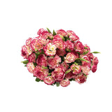 4 Bunches Bouquet Of Artificial Silk Flower Carnations,12" Bouquet And Green Leaf For Home Party,Bridal Wedding Holding Flowers Festival Decor With 10 Per Bunch Flower (Red Edge-White)
