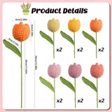 12Pcs Handmade Crochet Tulip Bouquet, Completed Knitted Yarn Artificial Tulips, Charming Knitted Flower Bouquet For Valentine'S Day Mother'S Day Birthday Anniversary