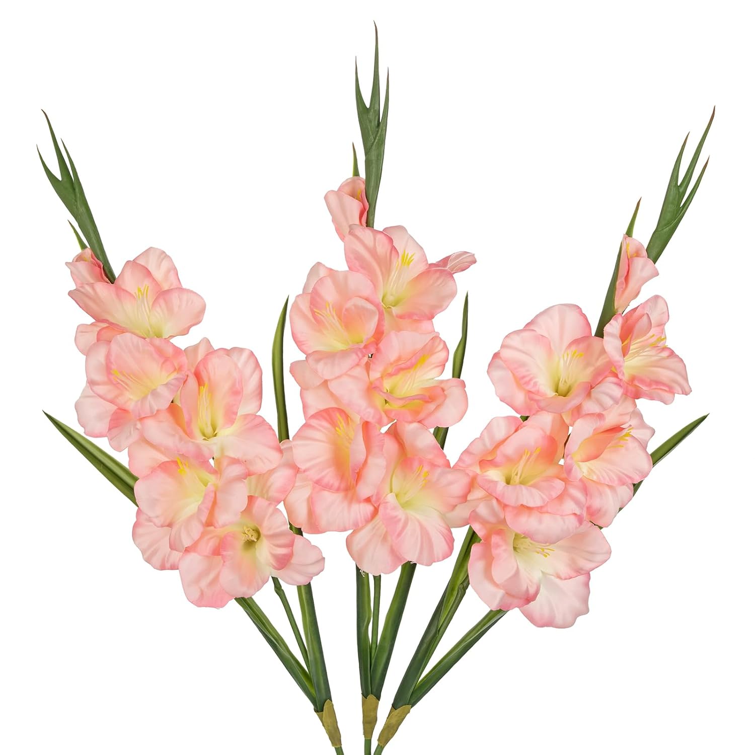 Peachy Pink Gladiolus Artificial Flowers 3 Pcs Silk Flowers With Stems Fake Flower For Vase Spring Summer Indoor Decoration Faux Florals Stems Fillers For Table Centerpieces, Wedding, Home Decor