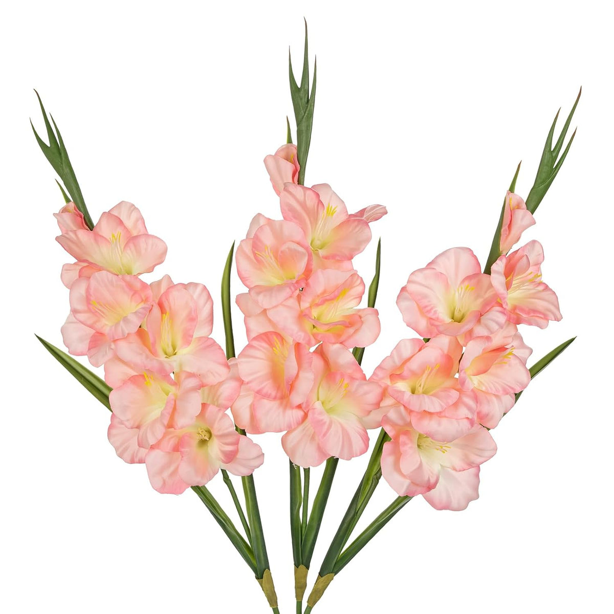 Peachy Pink Gladiolus Artificial Flowers 3 Pcs Silk Flowers With Stems Fake Flower For Vase Spring Summer Indoor Decoration Faux Florals Stems Fillers For Table Centerpieces, Wedding, Home Decor