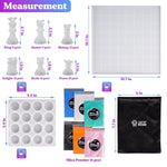 Chess Molds For Resin Casting, Upgraded Resin Chess Set Mold With 16 Piece 3D Full Size Chess Checkers & Chess Board Epoxy Silicone Resin Molds, Diy Chess Board Game, Christmas Gifts