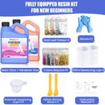 Epoxy Resin Kit, 64Oz Kit Crystal Clear Resin Epoxy, Bubble Free, No Yellowing, Uv Resistant, Food Safe With Foil Flakes, Sequin, Easy Mix 1:1 For Diy Crafts Jewelry Making(32Oz X 2)