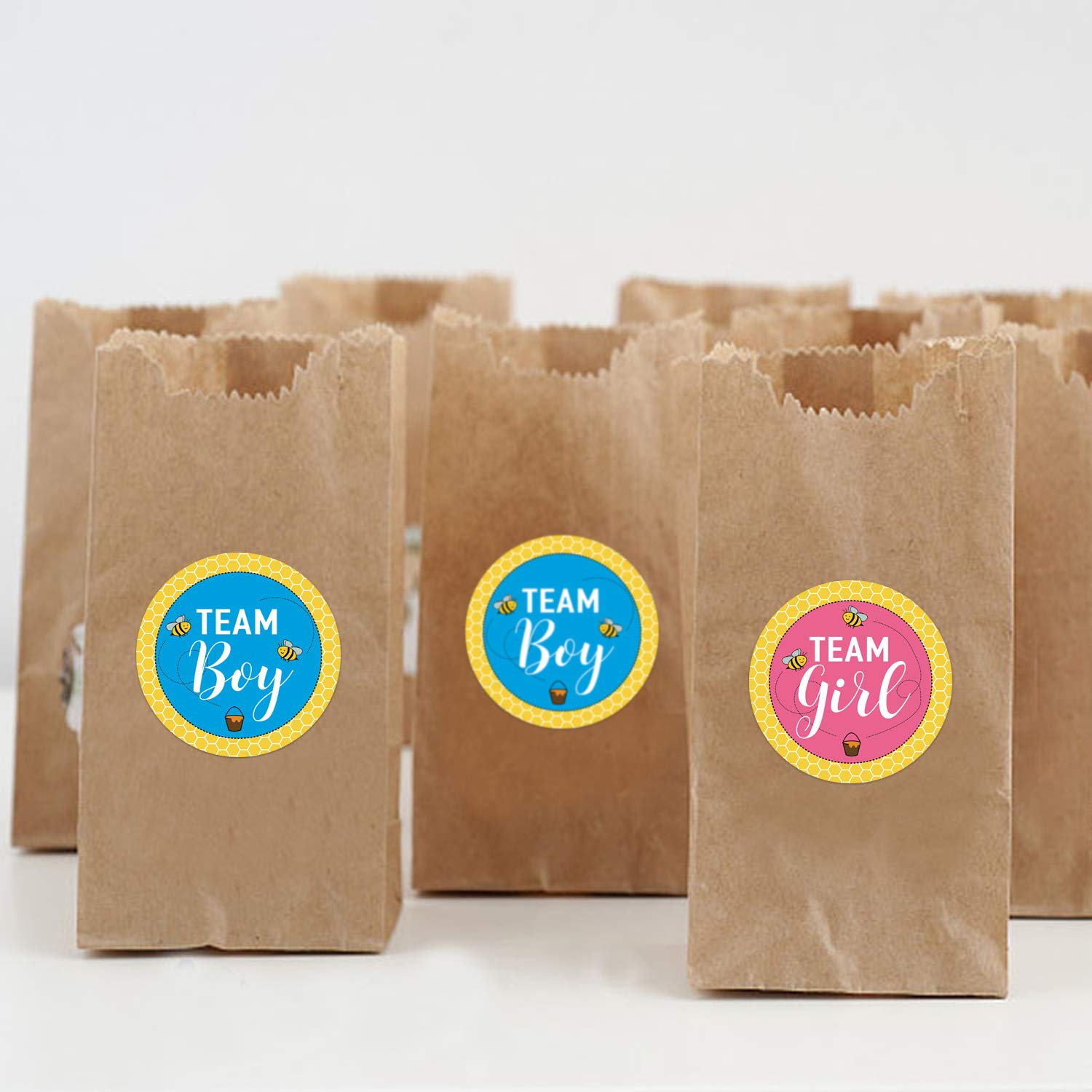 80 Pcs Baby Bee Gender Reveal Sticker Team Boy And Team Girl Baby Shower Sticker Labels, 2 Inch Gender Reveal Stickers For Voting Games And Party Supplies