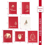 Christmas Cards Xmas Pop Up Cards,3D Christmas Card Handmade Thank You Greeting Cards with 7 Envelopes for Holiday PostCards Christmas Valentine's Day Gifts(7Pcs,E)