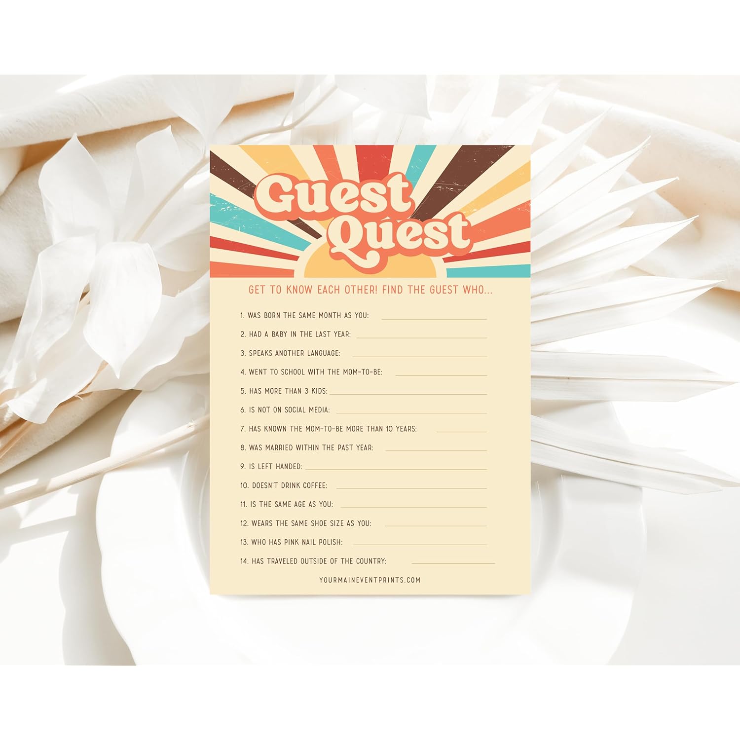 Baby Shower Games And Activites, Here Comes The Son Baby Shower Games, 50 Pack Printed Front And Back (Guest Quest, Who Knows Mommy Best)
