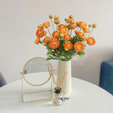 Artificial Ranunculus Flowers With Long Stem 8Pcs 32Heads, Orange Ranunculus Silk Flowers Persian Buttercup Fake Flowers For Floral Arrangement Wedding Table Centerpiece Home Decor (Orange)