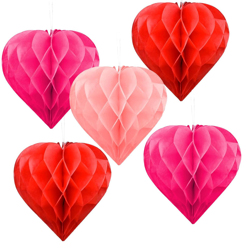 Valentine'S Day Party Decoration Set - 5 Pack 12In Heart Honeycomb & B