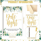 Bridal Shower Date Night Games Includes 1 Stand(8 X 5) Greenery Eucalyptus Bridal Shower Party Game Sign, 50 Date Night Guessing Cards(5 X 3) For Bachelorette Party Wedding Reception Games