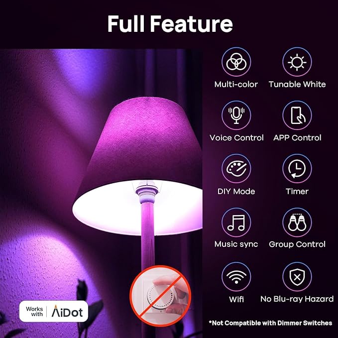 Smart LED Light Bulbs Compatible with Apple Home Alexa Google Assistant Multi Pack