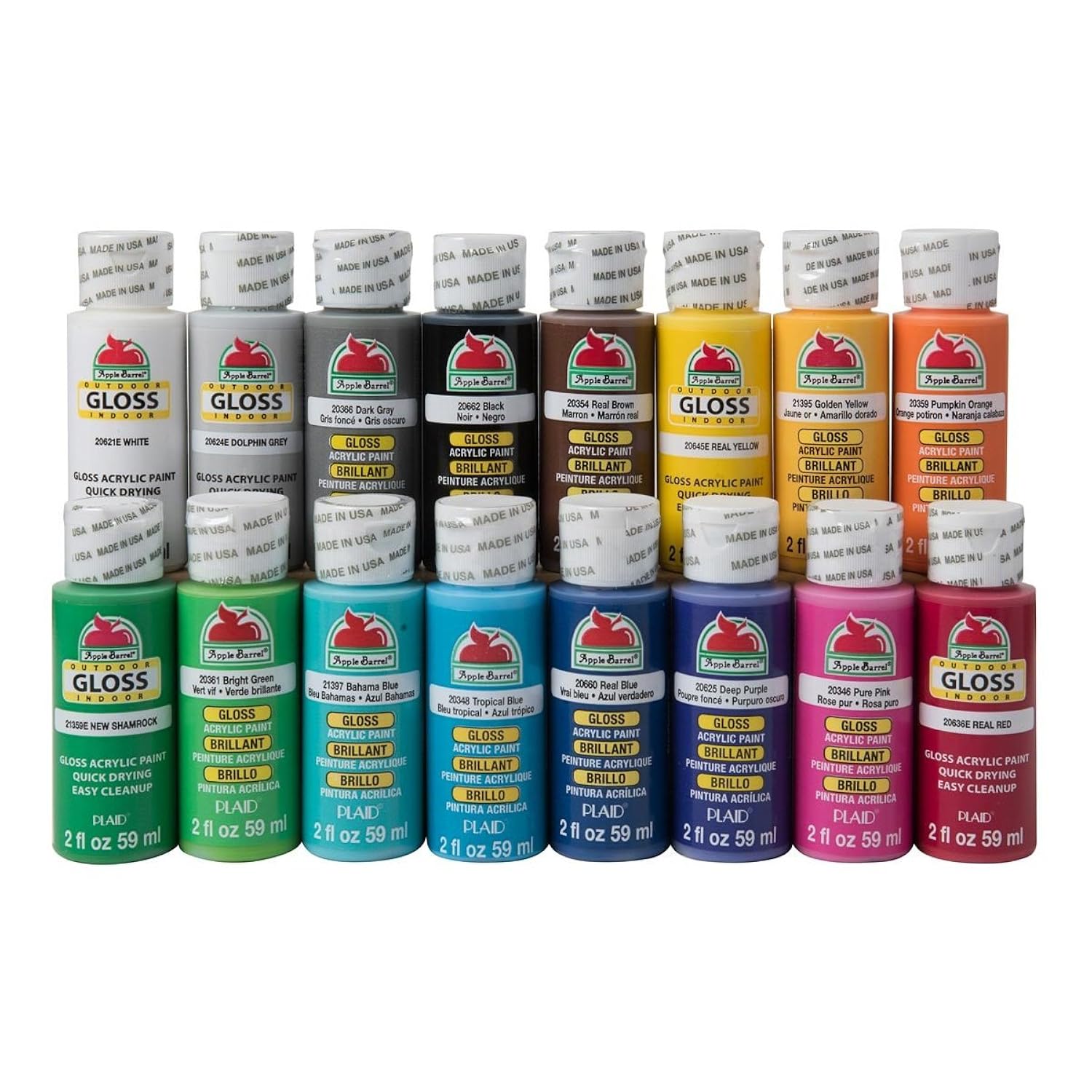 Apple Barrel Gloss Paint Set, 16 Piece (2-Ounce), PROMOABG Colors