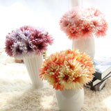 Artificial Gerbera Flower Artificial Daisy Flowers Bride Bridesmaid Holding Flowers 7 Stems Silk Daisies Flower Wedding Bouquet Living Room Office Party Garden Diy Decoration Purple