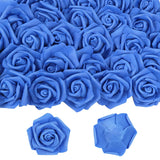 50 Pcs Artificial Dark Blue Fake Roses Flower Head, Simulated Foam Artificial Fake Roses For Diy Wedding Party Home Decoration Baby Shower Outdoor Party Stemless Roses