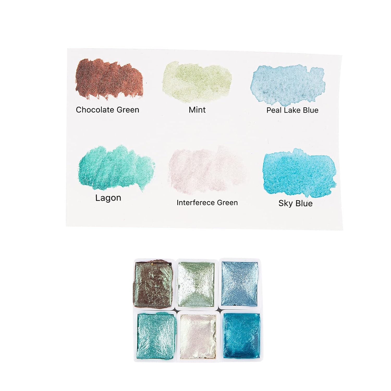 Artist Watercolor Paint Set-Glitter Paint -Metallic Water Coloring Paint - Solid Palette- Retro Portable Metal Case-Pearlescent Color Set Sparkle Professional Watercolour (Ocean)