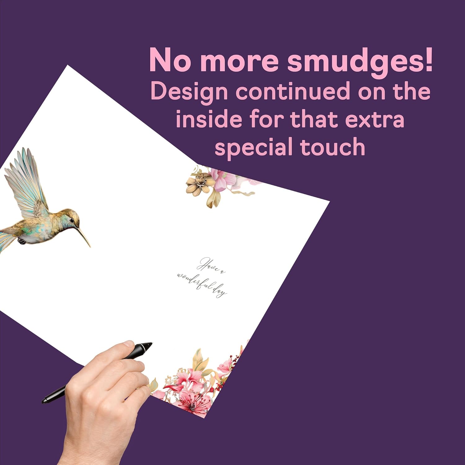 Beautiful Gold Birthday Cards For Grandma - Wonderful Golden Birds Hummingbird - Elegant Traditional Pretty Birthday Card For Grandma From Grandson Granddaughter, A5 Gorgeous Greeting Cards Gift