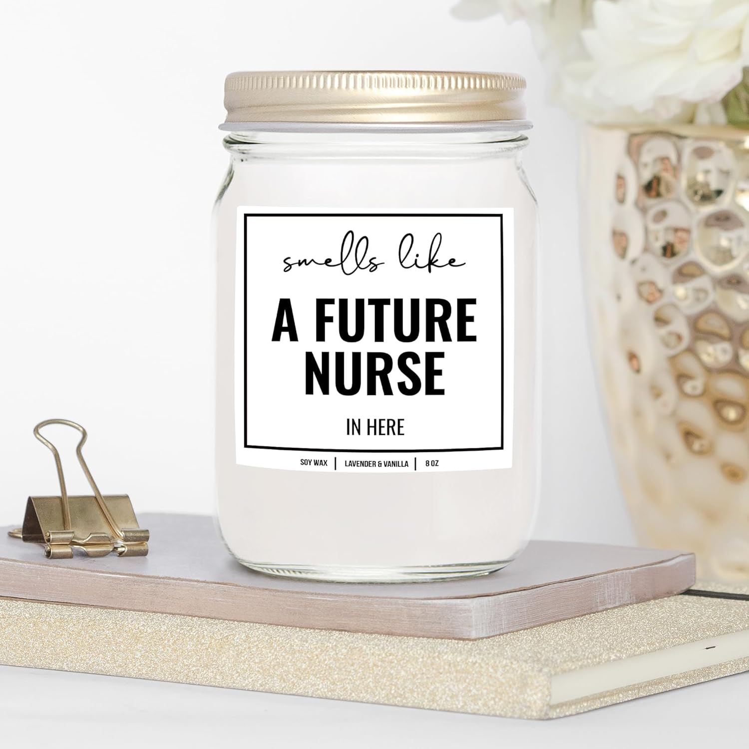 You Nique Designs Nursing Candle 8 Oz - Nursing School Surprise For Nursing Student Women, Men, Future Nurse Candles, Nursing School Graduation Gifts, Student Nurse Gifts (Lavender & Vanilla)