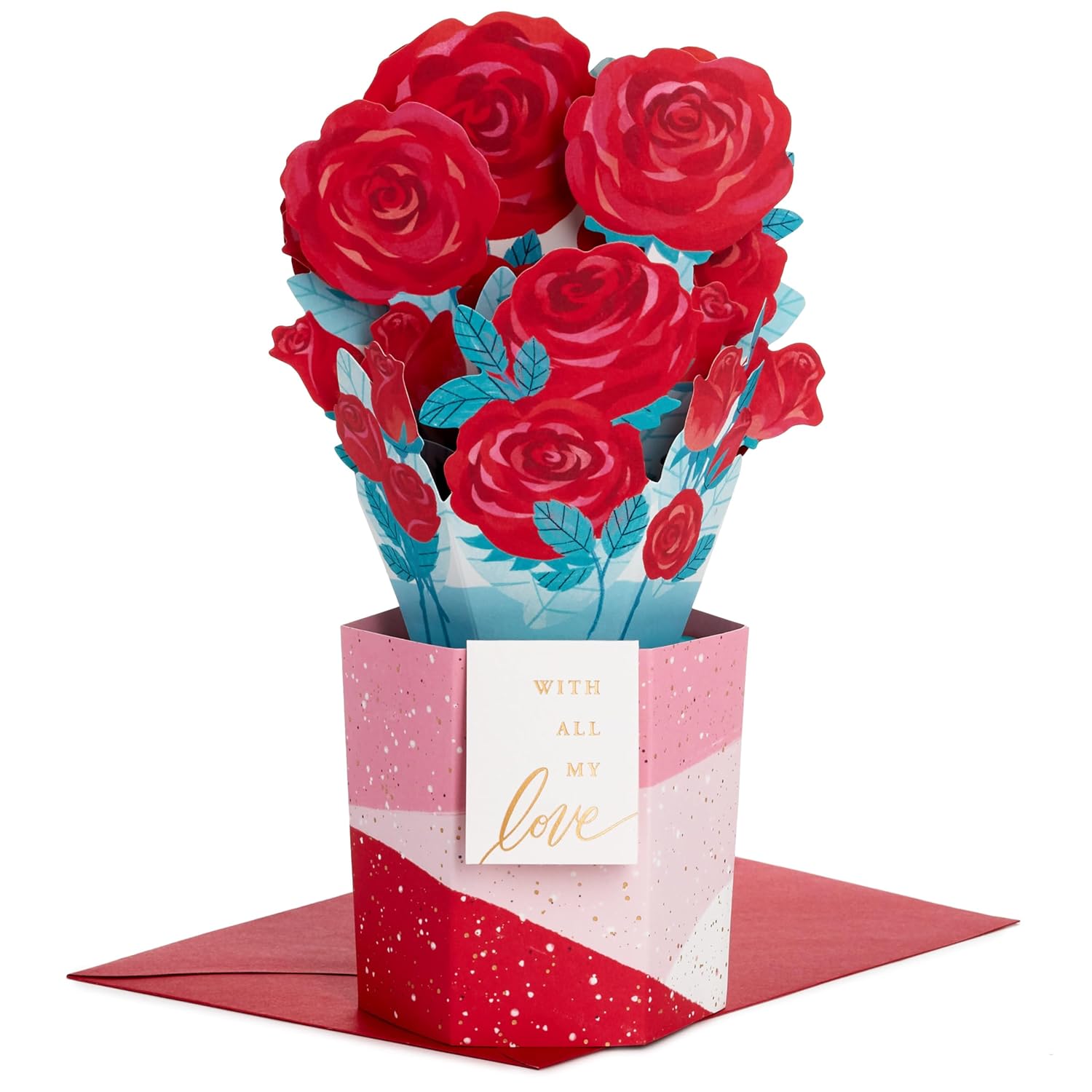 Hallmark Valentines Day Pop Up Card (Rose Flower Bouquet) Paper Wonder 3D Card for Anniversary, Romantic Birthday, Love