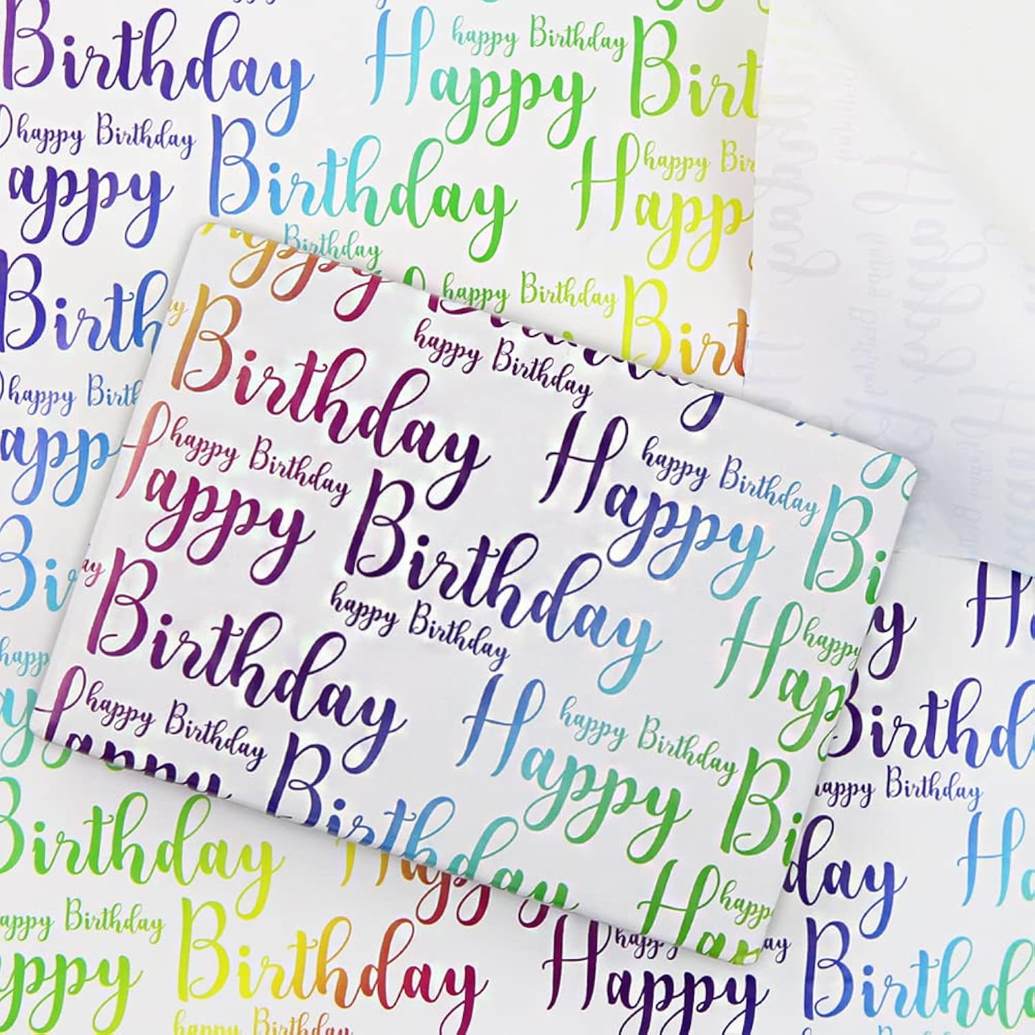 Happy Birthday Wrapping Paper For Kids, Girls, Boys, Women, Men - Gradient Light Color Birthday Gift Wrap Paper, 6 Sheets Folded Flat, 20X28 Inches Per Sheet