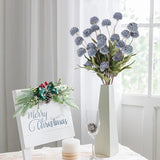 5 Pcs Pompon Mum Artificial Flowers, Dusty Blue Flowers Fake Mini Chrysanthemums Flowers With Stems For Wedding Diy Bouquet Table Centerpieces Floral Arrangements