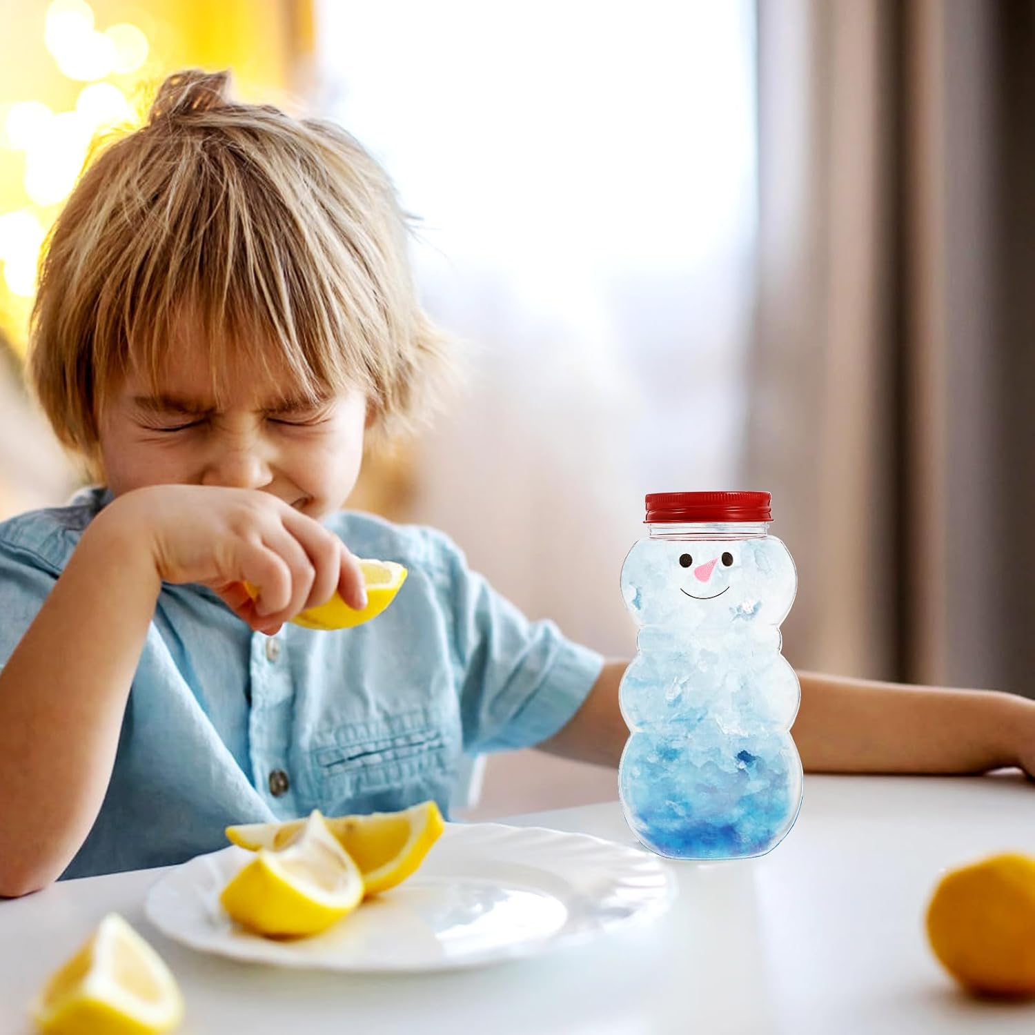 Christmas Snowman Candy Jars: 10Pcs Clear Plastic Juice Bottle Cookie Jar With Lid 500Ml Xmas Favor Bottle Chocolate Container Milk Beverage Bottles Wedding Home Holiday Decor