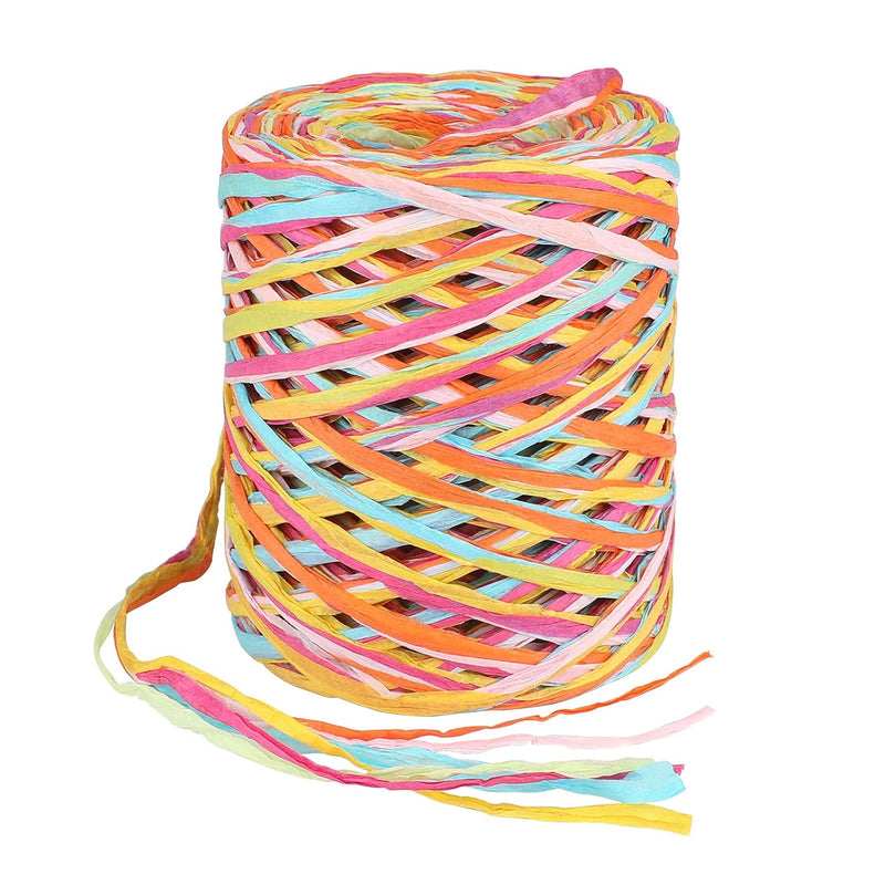 Raffia Ribbon,262 Feet Colored Raffia Paper Ribbon,6 Colored Raffia Paper Twin