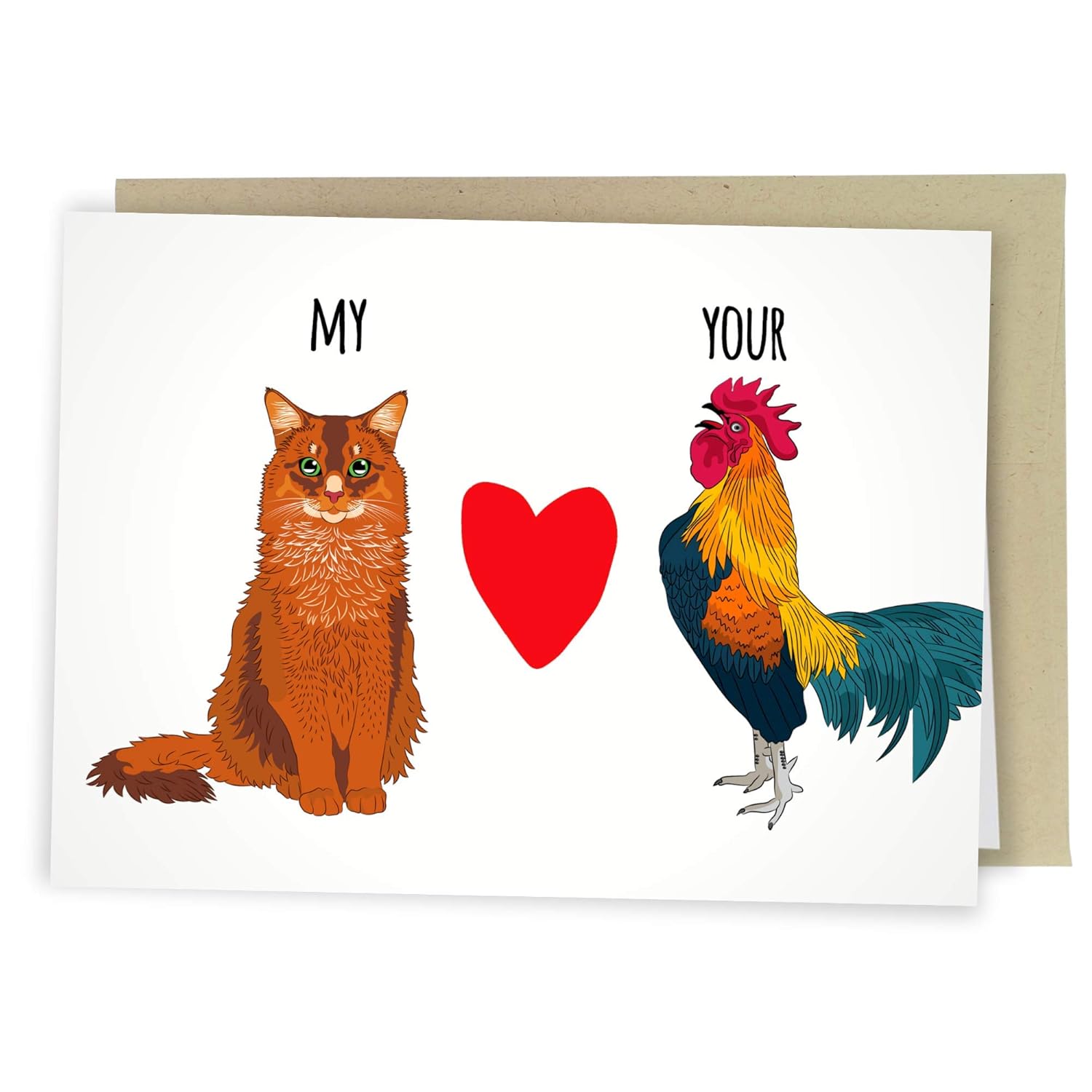 Funny Anniversary Card For Husband Boyfriend | Dirty Birthday Card For Men | Naughty Valentine'S Day Card For Him | My Cat Loves Your Rooster Card