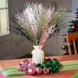 48 Pcs Green And Pink Berries Stems Artificial Christmas Picks For Christmas Tree Ornaments Wreath, Glittering Branches Xmas Tree Wreaths, Gift Vases, Holiday And Witch Party Decoration