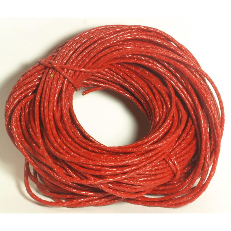 4 Mm Red Braided Leather Cord, 25 Meter Hank