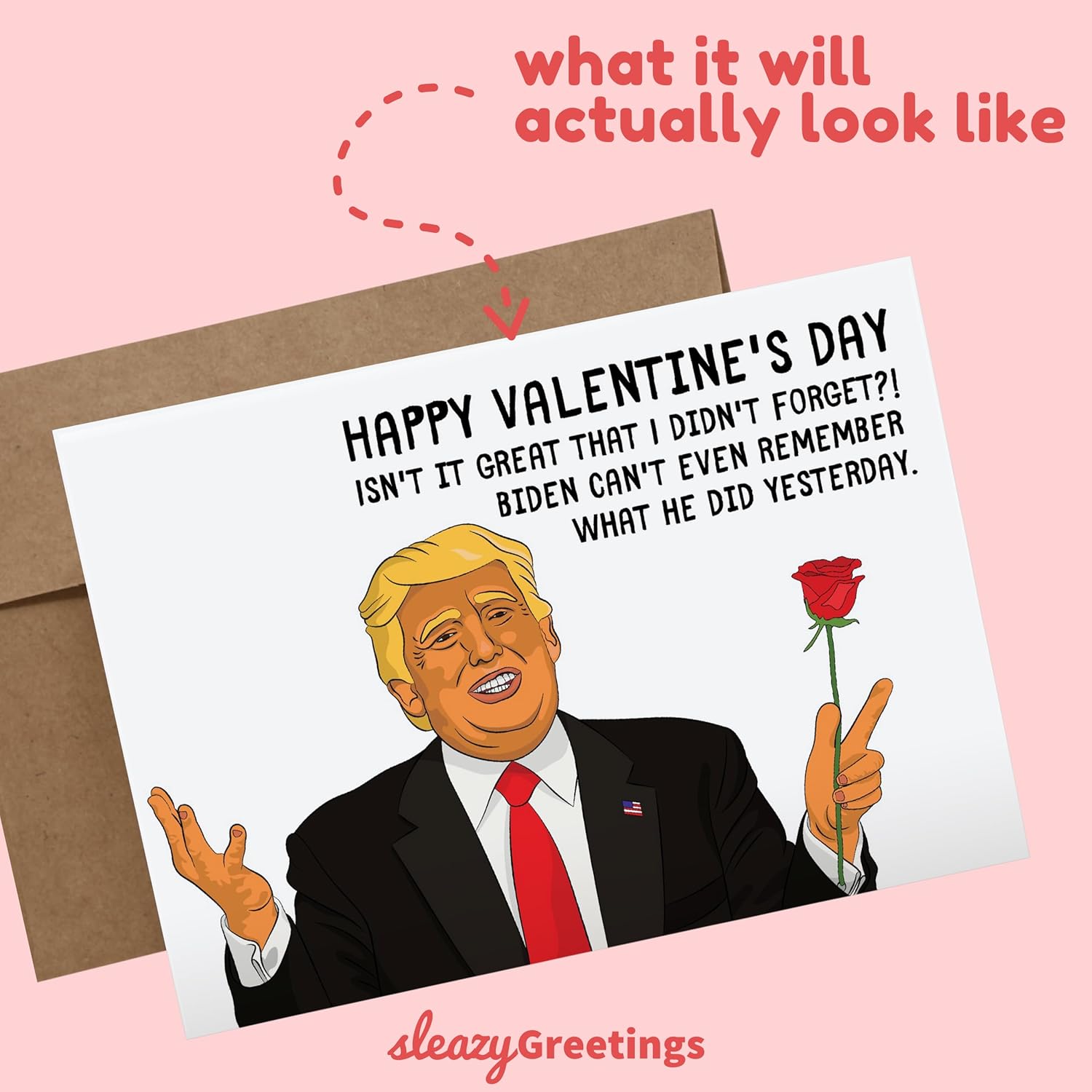 Donald Trump Funny Valentine'S Day Card | Funny Vday Card For Him Her | Trump Makes Fun Of Joe Biden