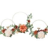 Candle Holder Hoop Terracotta Wreath Floral Centerpieces For Sweetheart Table, Head Table, Ceremony Reception Artificial Flowers Decorations Assembled(Set Of 3)