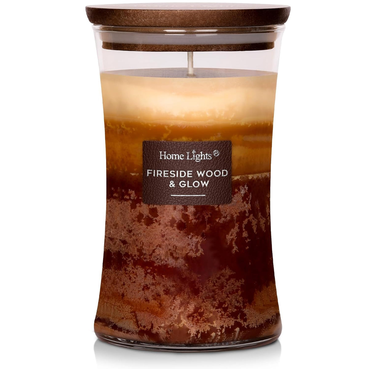 Homelights 3-Layer Candles For Home Scented, 21.52 Oz Natural Soy Wax Scented Candles Burns Up To 100 Hours, Large Jar, Fireside Wood & Glow