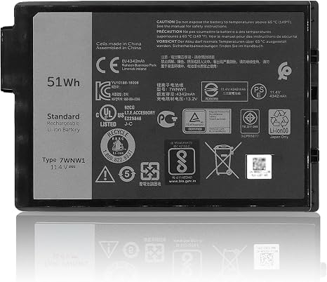7WNW1 51Wh 6 Cell Laptop Battery Replacement for Dell Latitude Rugged 5424 7424