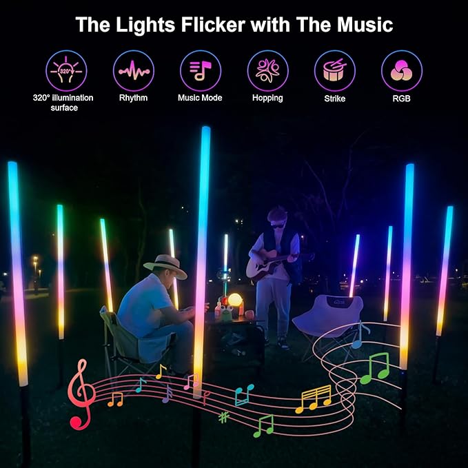 2 Pack 4FT RGB Tube Lights with Stands 5000mAh Battery 500 Modes Remote Dimmable Video Light