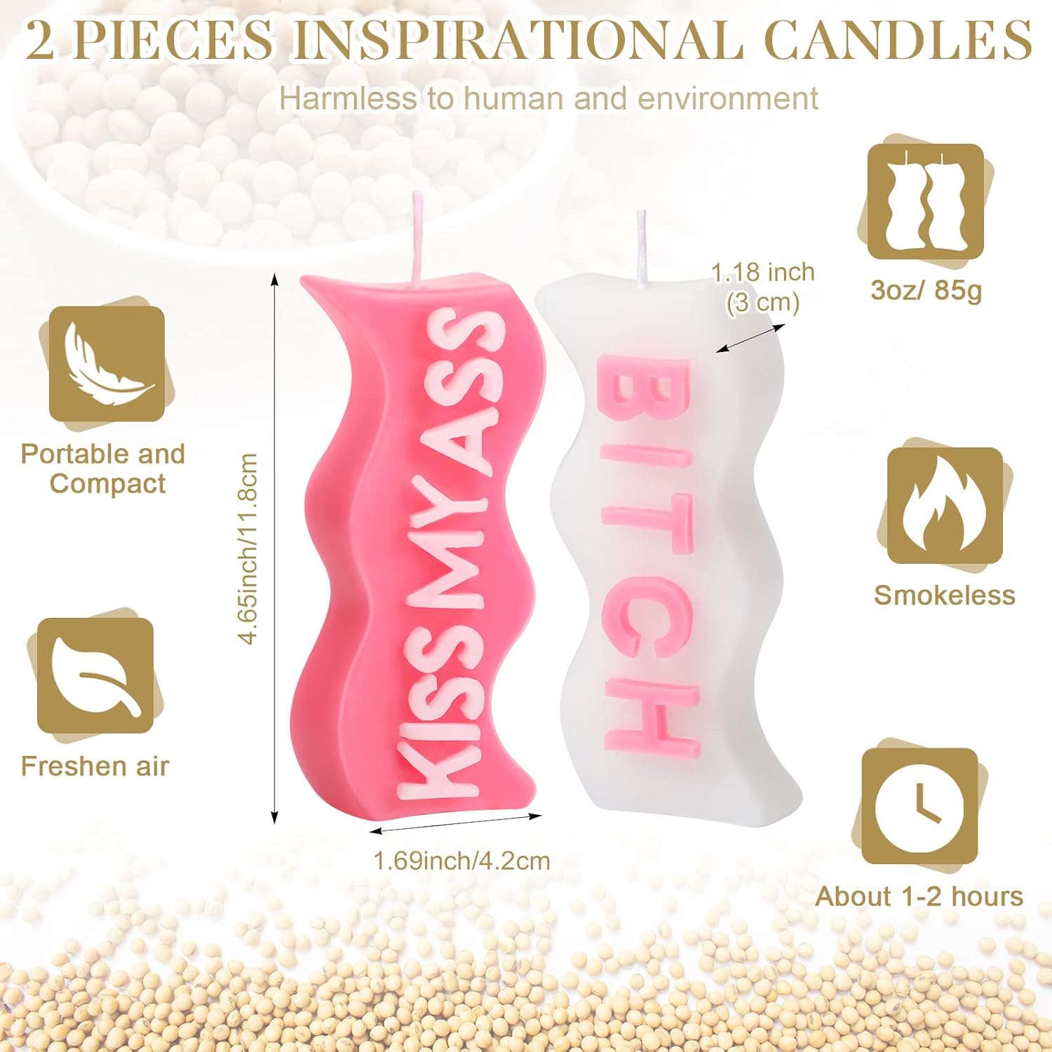 2 Pieces Christmas Aesthetic Candles Atmosphere Candle Wavy Word Fun Shaped Trendy Soy Wax Scented Cool Funny Gift For Office Birthday Home Xmas Decoration