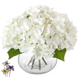 Hydrangea Artificial Flowers With Vase,White Real Touch Hydrangea Flowers With Butterfly,Faux Hydrangea Flowers For Floral Centerpieces For Tables,Home Decor,Wedding Decor,Coffee Table Decor