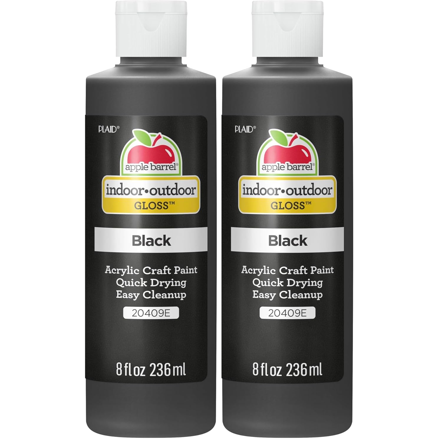 Apple Barrel Gloss Acrylic Paint in Assorted Colors (8 oz), 20409 Gloss Black (Pack of 2)