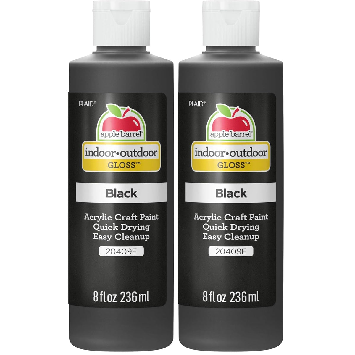Apple Barrel Gloss Acrylic Paint in Assorted Colors (8 oz), 20409 Gloss Black (Pack of 2)