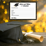 50 Graduation Share A Memory, Wishes Or Advice Cards For The Graduate -Party Games Activities Supplies Decorations Grad Celebration College, High School, University- Gold & Black 2025- Made In The Usa