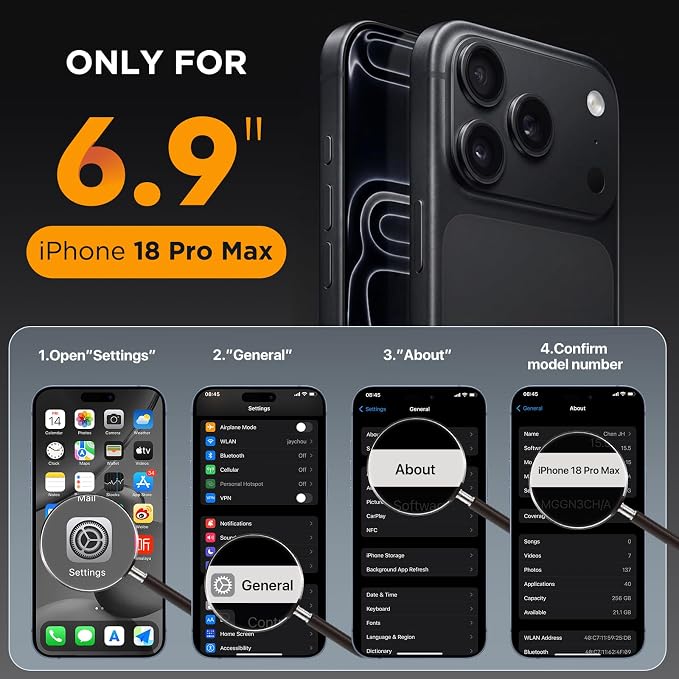 Magnetic Shockproof Phone Case for iPhone 18 Pro Max Black Protective Cover MagSafe Compatible Matte Finish Drop Protection