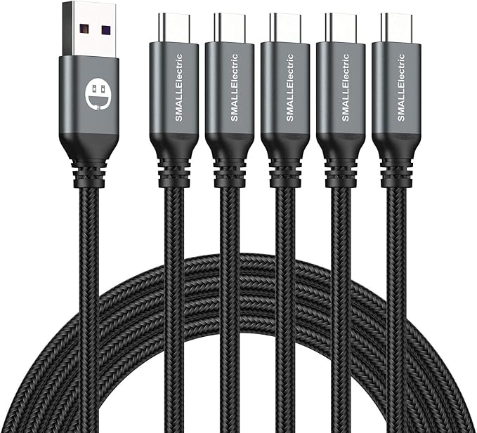 5 Pack USB A to USB C Fast Charging Cables 6FT 3A Braided Charger Cord for iPhone Samsung LG