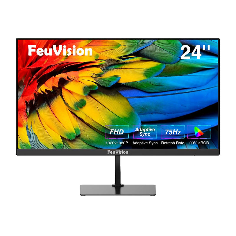 24 Inch Monitor 1080P Full Hd, Gaming & Office Computer Monitor, 3-Sided Frame